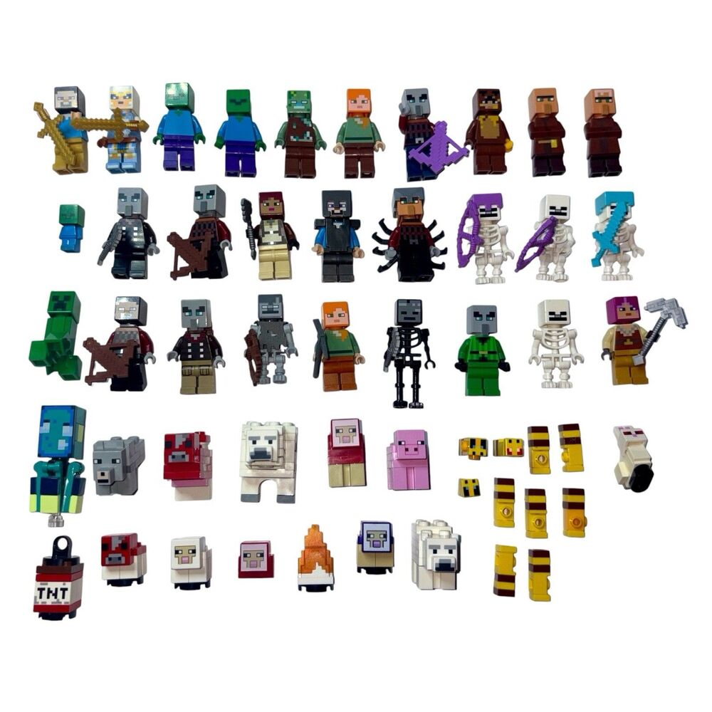 HUGE LOT OF LEGO Minecraft 30+ Minifigures Animals Villagers Minis Accessories
